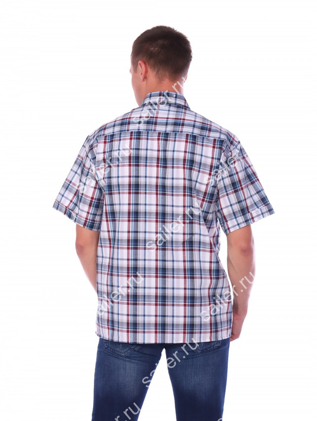 Рубашка мужская (шотландка), кор. рукав, рост 170-176 см